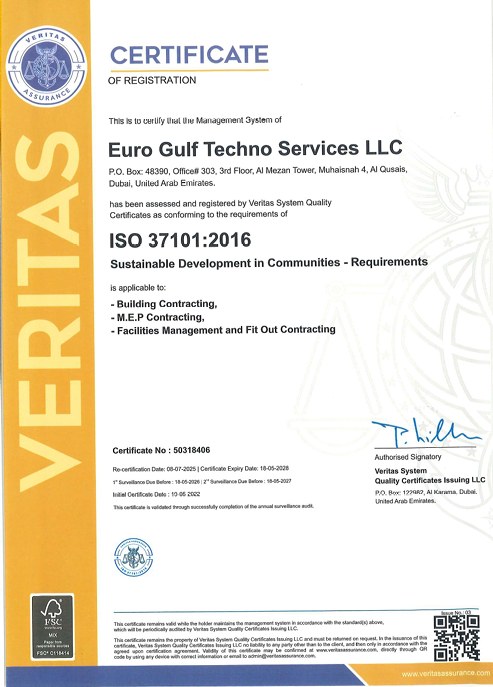 ISO 37101:2016 certificate